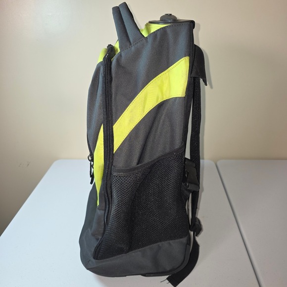 Y2K Nike Rolling Backpack Black Neon Yellow Swoosh Wheeled School Travel Bag - Picture 2 of 12